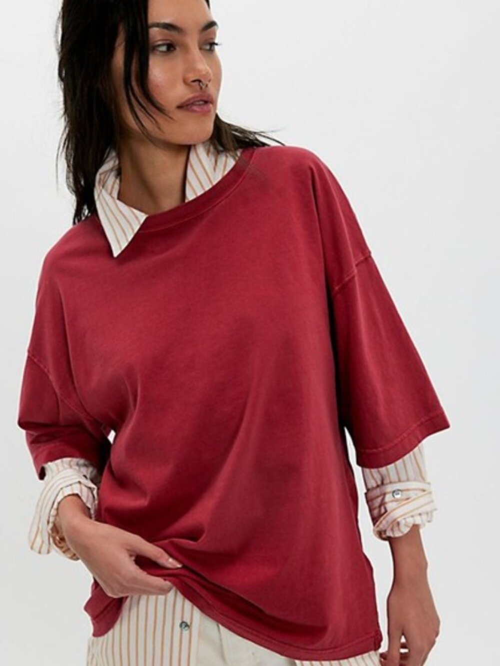 NWT We The Free Perfect Oversized Tee in Retro Red - Size Small